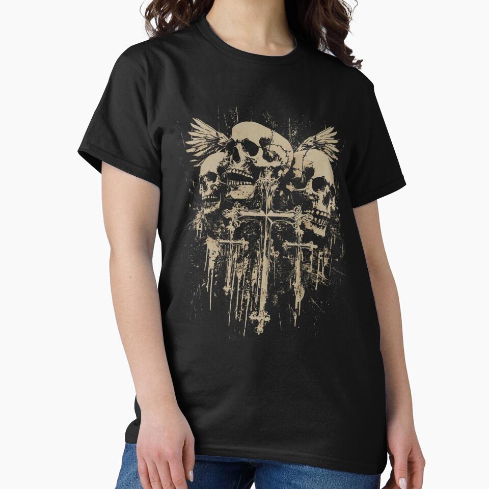 Skull Cross Wings Y2K Goth Alt Grunge Gothic Emo T-Shirts, Hoodie, Sweatshirt