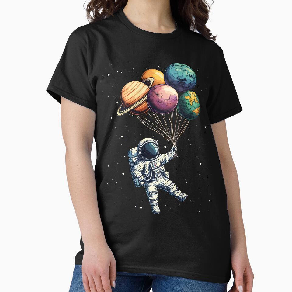 Astronaut Holding Planet Balloons Space by Beezi Graphix