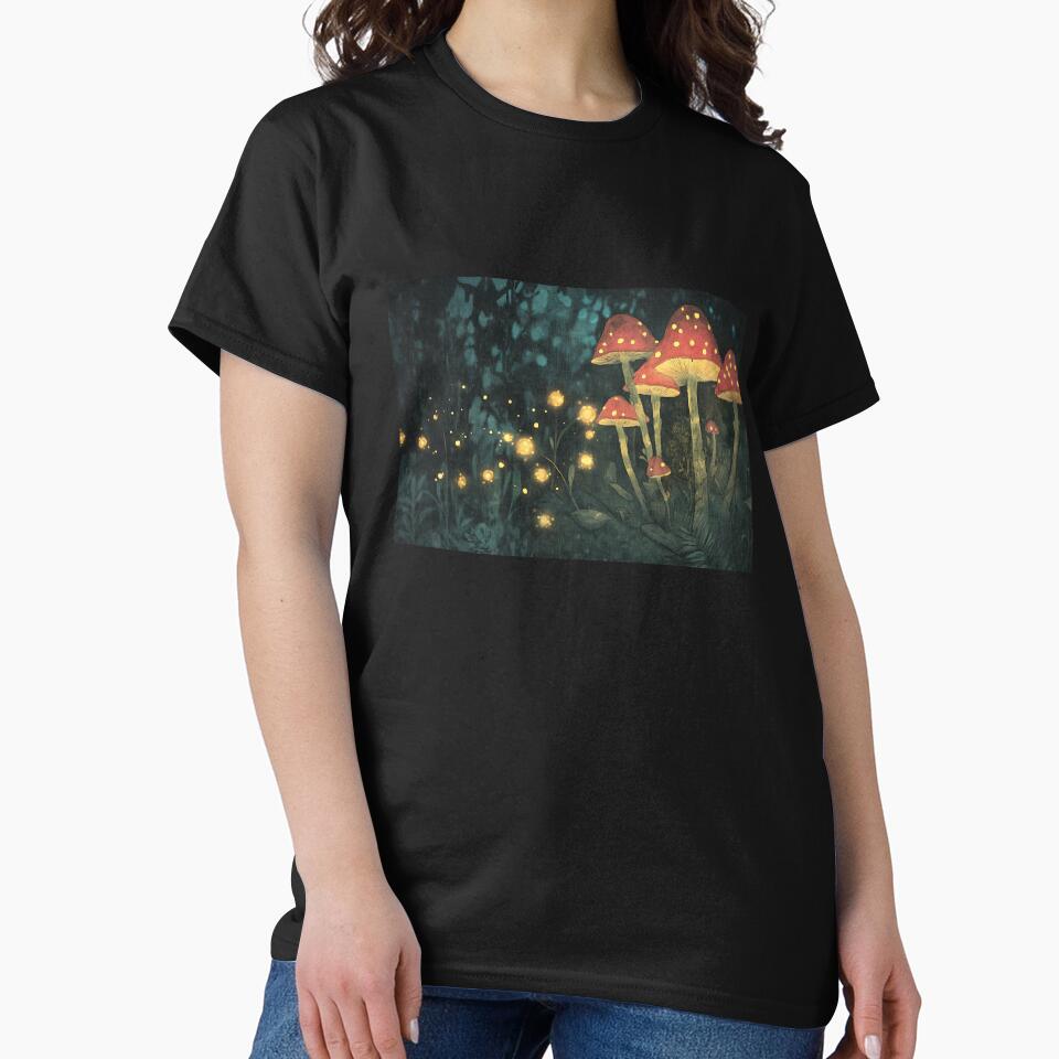 Whimsical Cottagecore: Fireflies Mushroom Circle by bapupa T-Shirts, Hoodie, Sweatshirt | BlankRebels.com (Image 2)