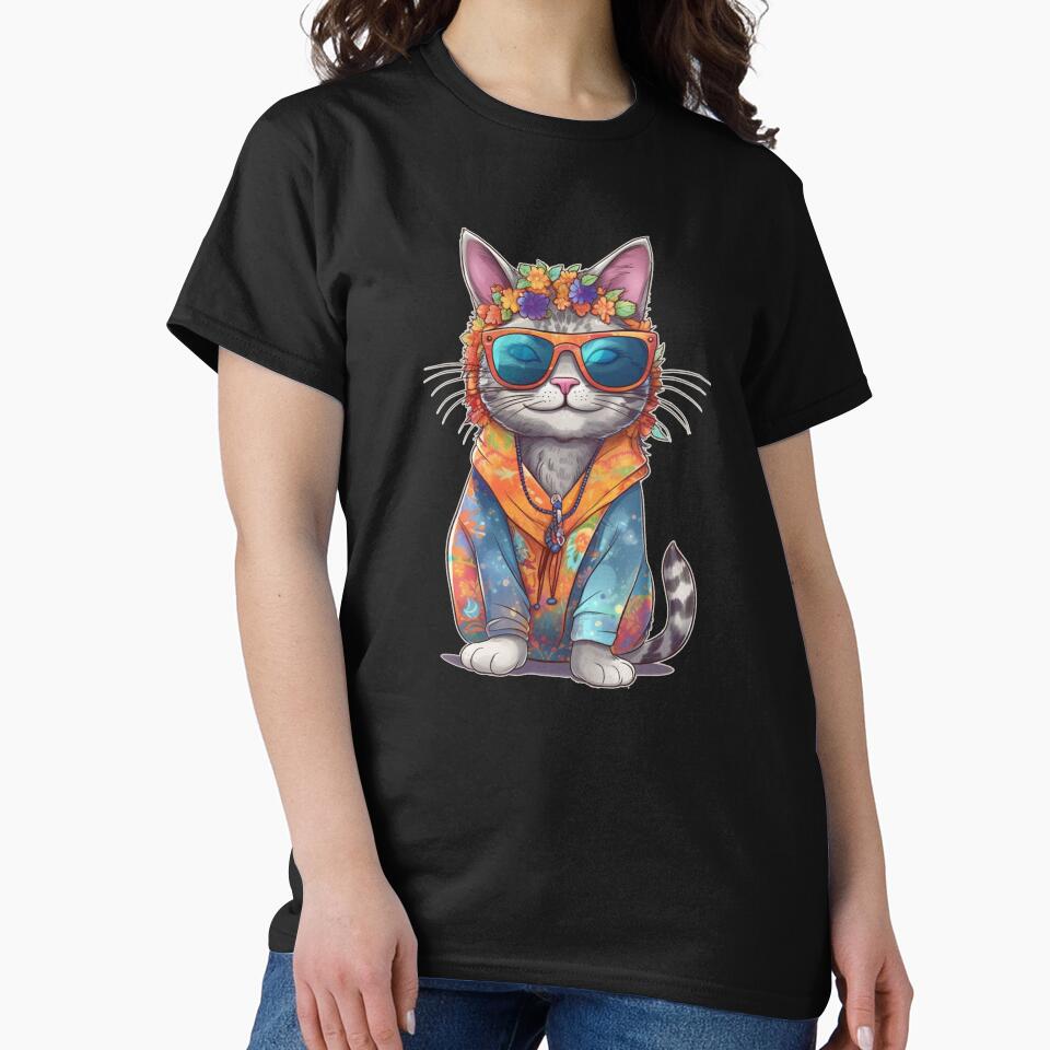 Hippie Cat by NerdCulture T-Shirts, Hoodie, Sweatshirt | BlankRebels.com (Image 2)