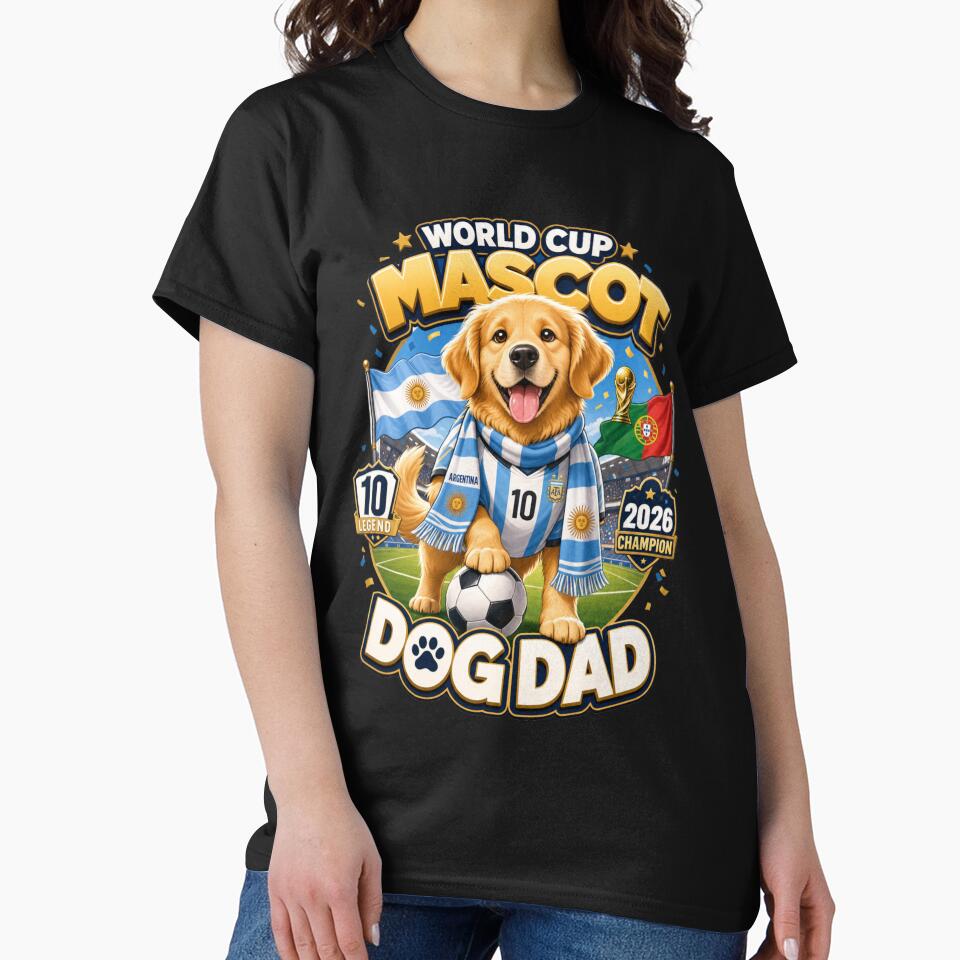 World Cup 2026 Mascot Golden Retriever Dog Dad Kawaii T-Shirt by Ashley critters