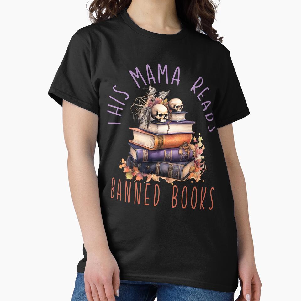 Mama Reads Banned Books | Spooky Mama | Halloween by ShoniwDesigns T-Shirts, Hoodie, Sweatshirt | BlankRebels.com (Image 2)