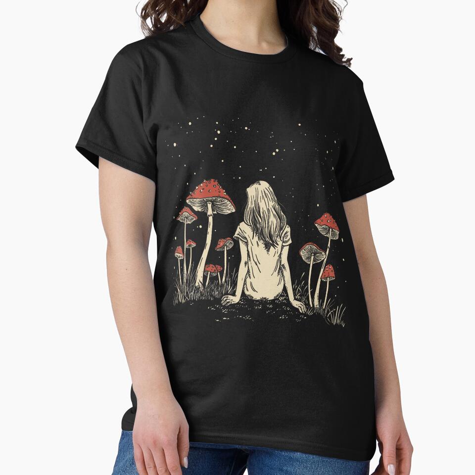 Mushroom Forest Girl Fairycore Vintage Cottagecore Aesthetic by KristenSophie T-Shirts, Hoodie, Sweatshirt (Image 2)