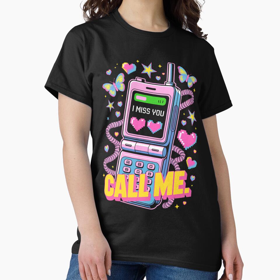 Call Me Flip Phone I Miss You Pixel Hearts Butterfly Valentine's Day by DarylWelsh2024 T-Shirts, Hoodie, Sweatshirt (Image 2)