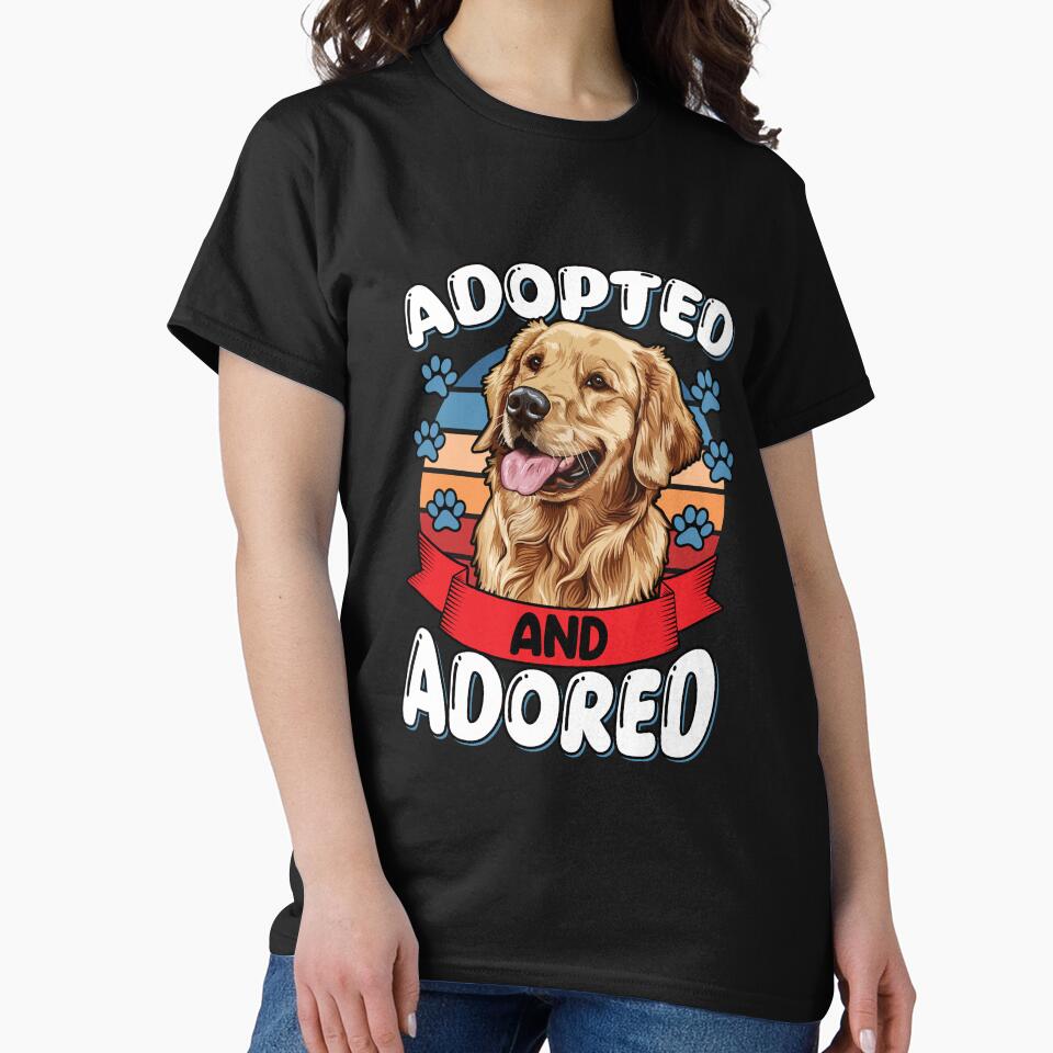 Golden Retriever Dog Owner Adopted And Adored Design by fantasticdesign T-Shirts, Hoodie, Sweatshirt (Image 2)