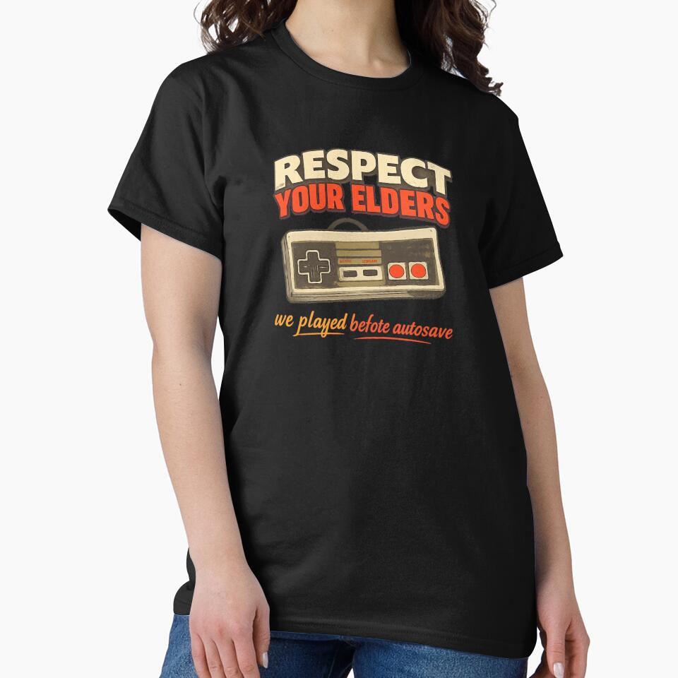 Respect Your Elders – Retro Gaming Controller | Vintage Gamer Design by FrameFlow T-Shirts, Hoodie, Sweatshirt (Image 2)