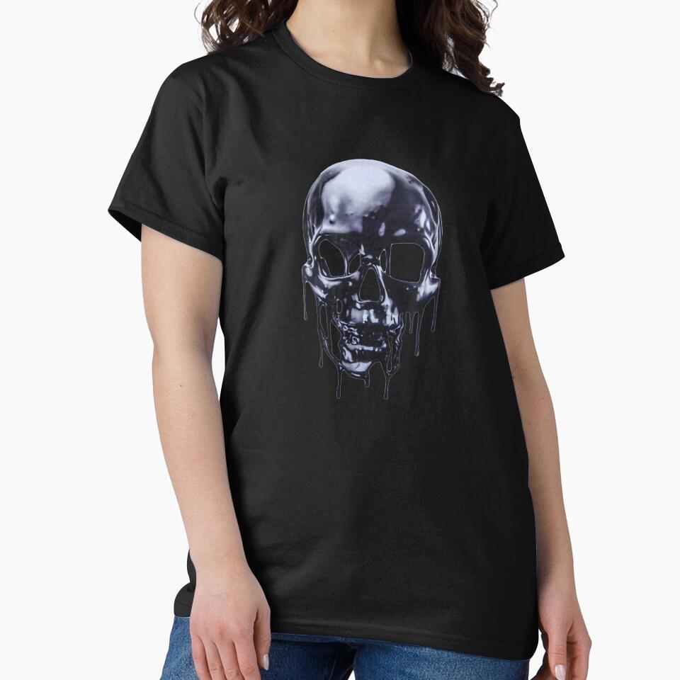 Skull Art Chrome Skull Airbrush Skull Skull Tattoo Metal by shirleyfinley T-Shirts, Hoodie, Sweatshirt (Image 2)