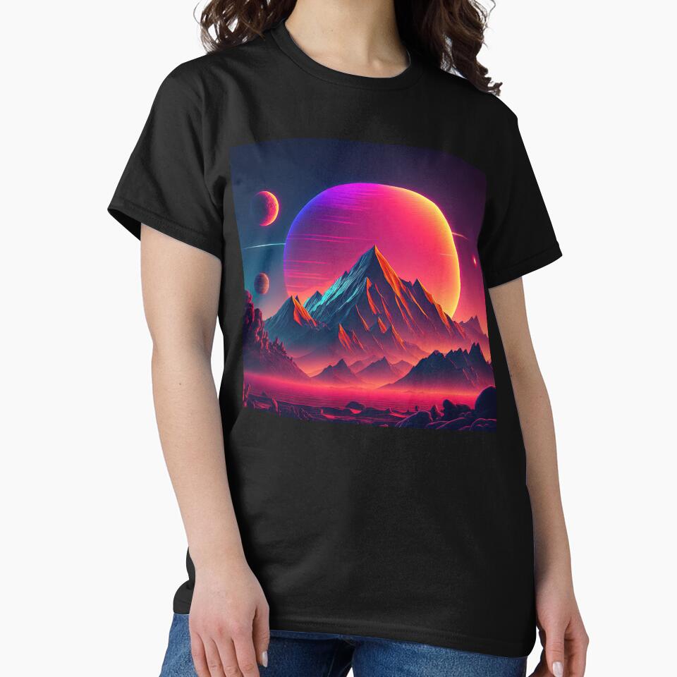 Vibrant Vista: Retrowave Tribute Beauty Mountain Sunset T-Shirts, Hoodie, Sweatshirt
