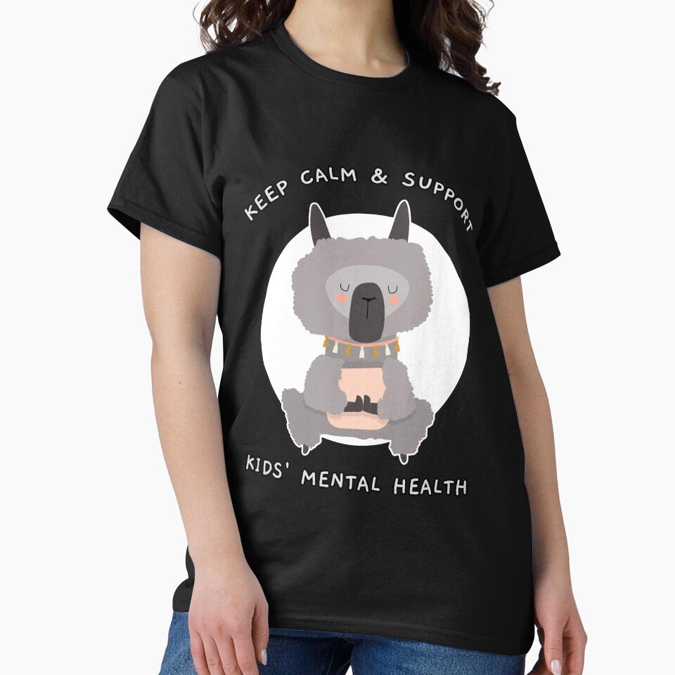 Keep Calm and Support Kids’ Mental Health Cute Llama by Winter--Flowers T-Shirts, Hoodie, Sweatshirt (Image 2)