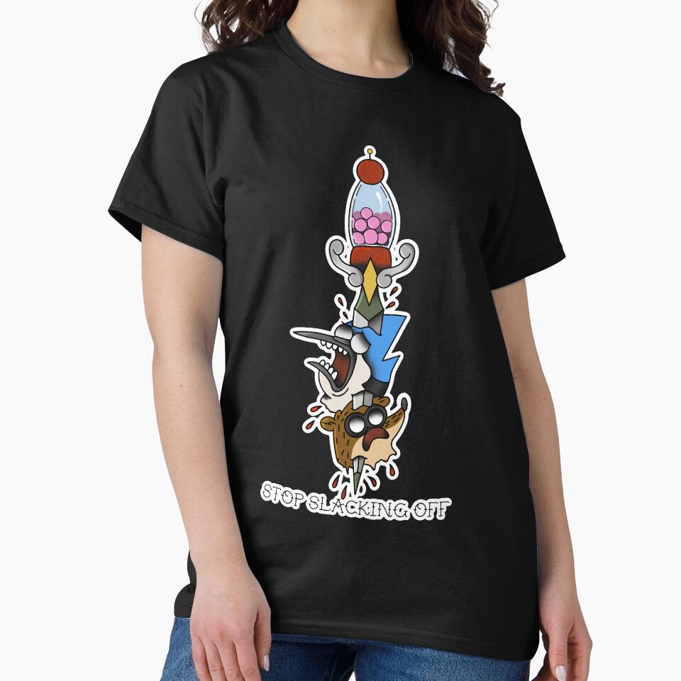 Regular Show 'Stop Slacking Off' Tattoo Art with Mordacai and Rigby by BlackLotus-Art T-Shirts, Hoodie, Sweatshirt (Image 2)