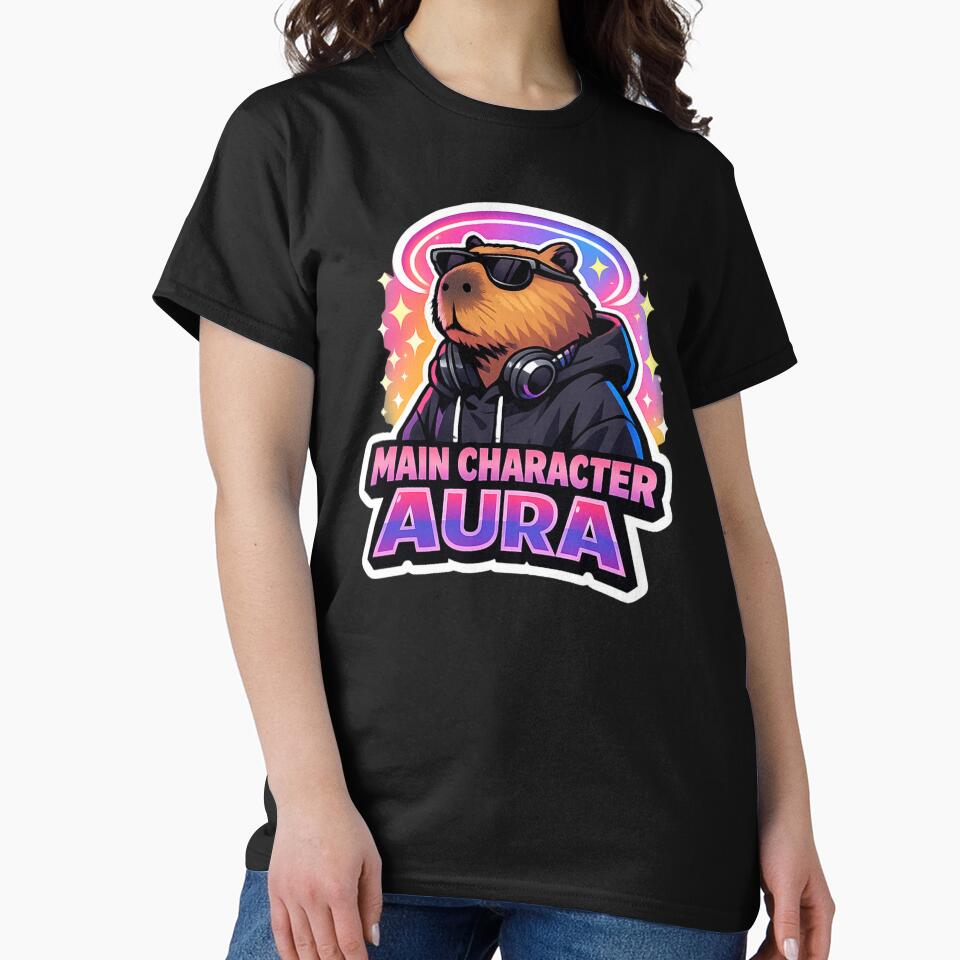 Main Character Aura Capybara Sticker – Aesthetic Vibe Vinyl Decal by shlepyart T-Shirts, Hoodie, Sweatshirt (Image 2)