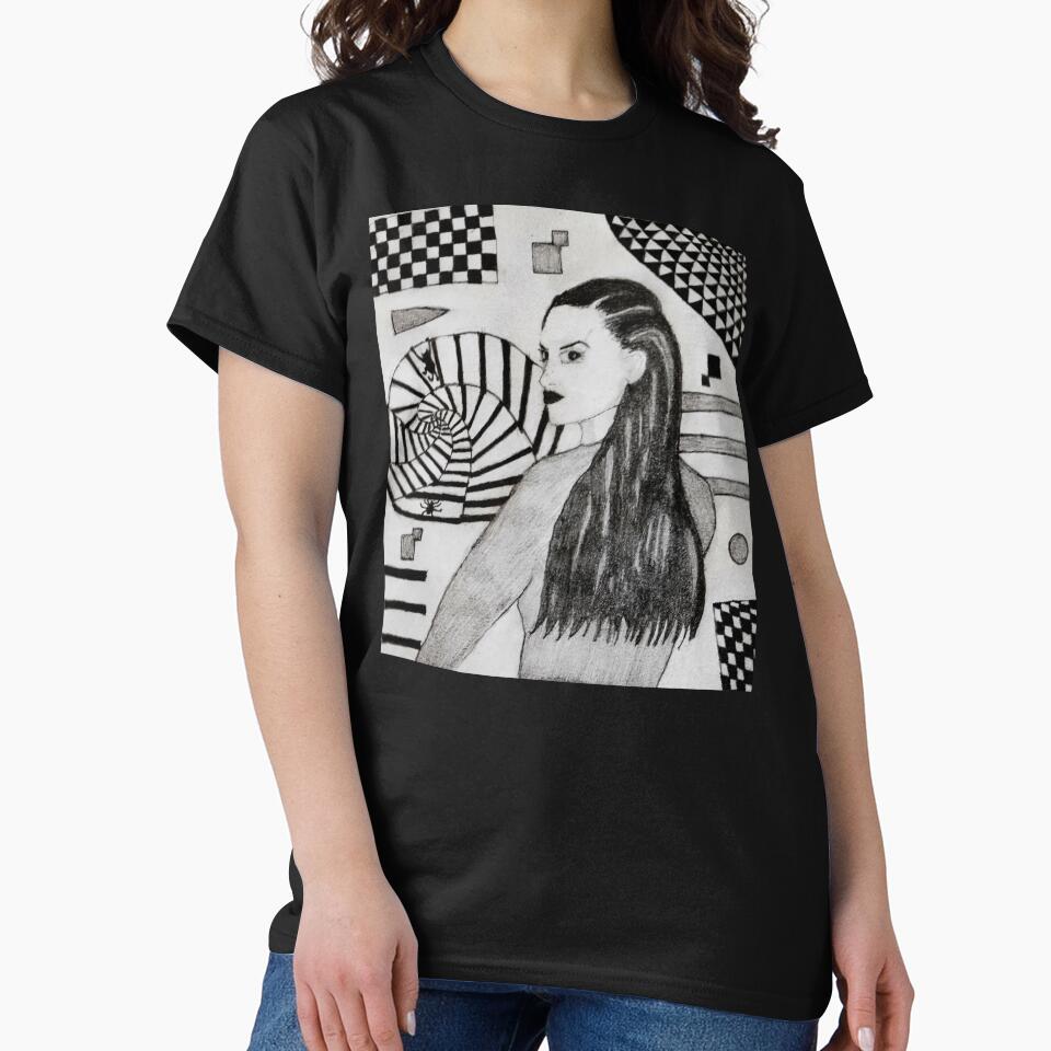 Dark Femme Fatale & Optical Spiral - Black & White Goth Art Sticker, Tee. by RBest!