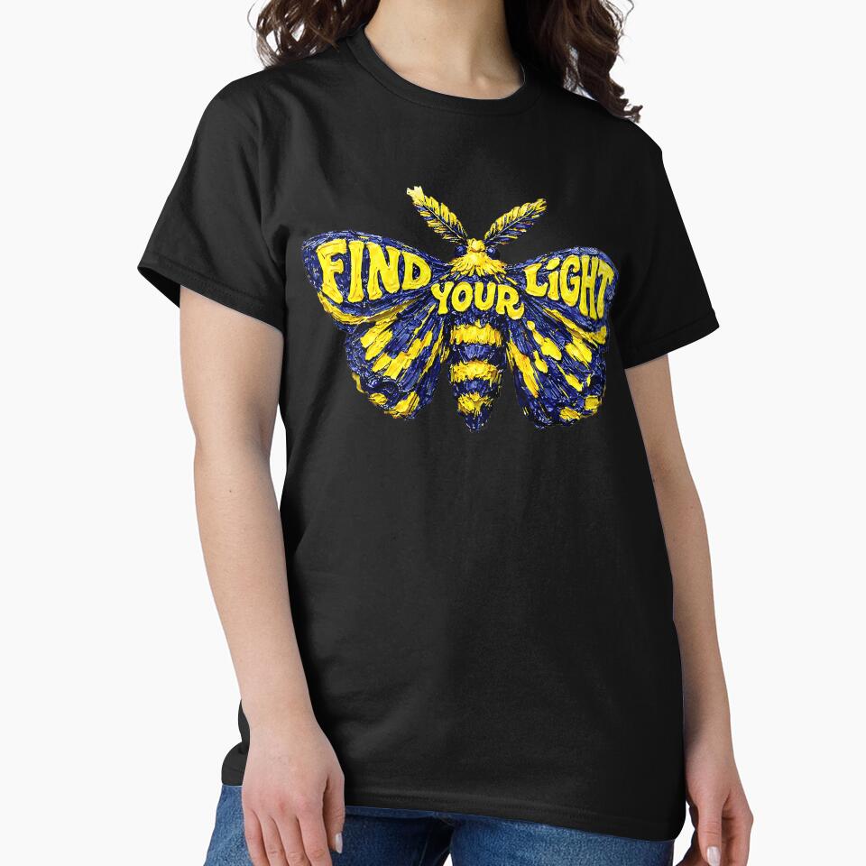Find Your Light Ornate Moth - Navy Blue 3D Impasto Art by LSphere Art T-Shirts, Hoodie, Sweatshirt (Image 2)
