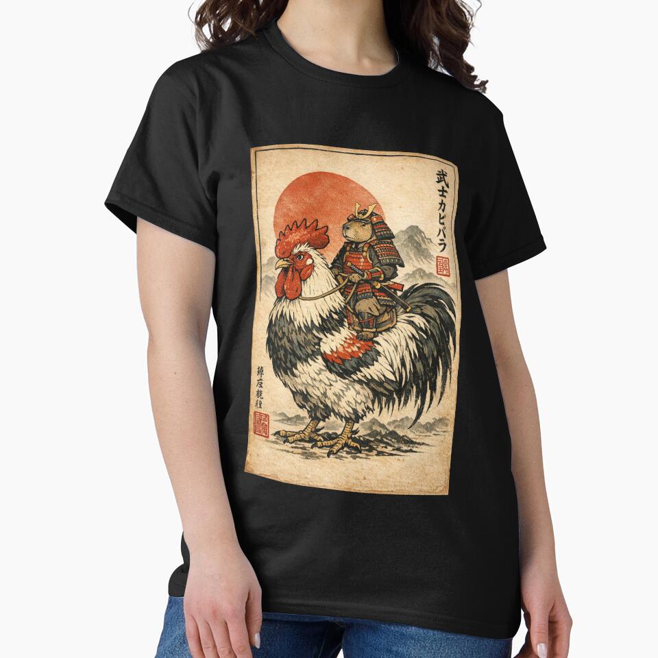 Vintage Japanese Samurai Capybara Rooster Chicken Anime Kids by sinkedink T-Shirts, Hoodie, Sweatshirt (Image 2)