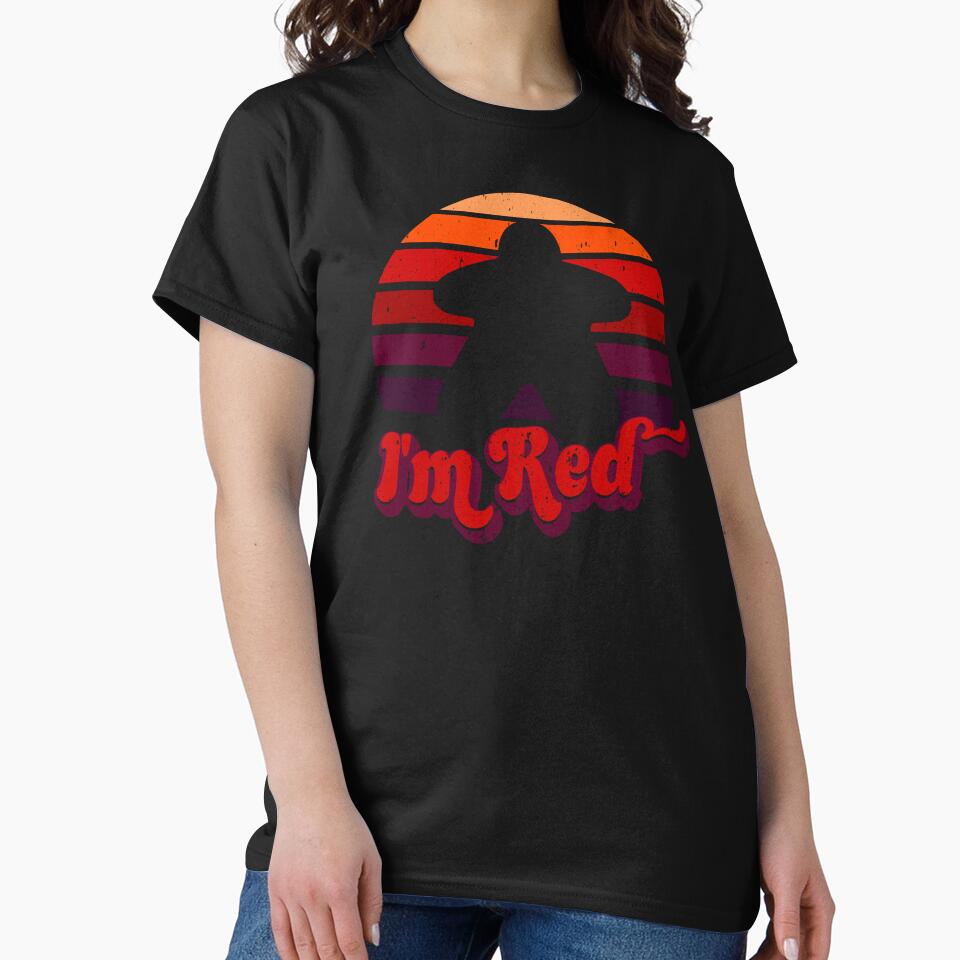 I'm Red Meeple Retro Sunset for Board Game Night by Pawsitive Pixel Studio T-Shirts, Hoodie, Sweatshirt (Image 2)