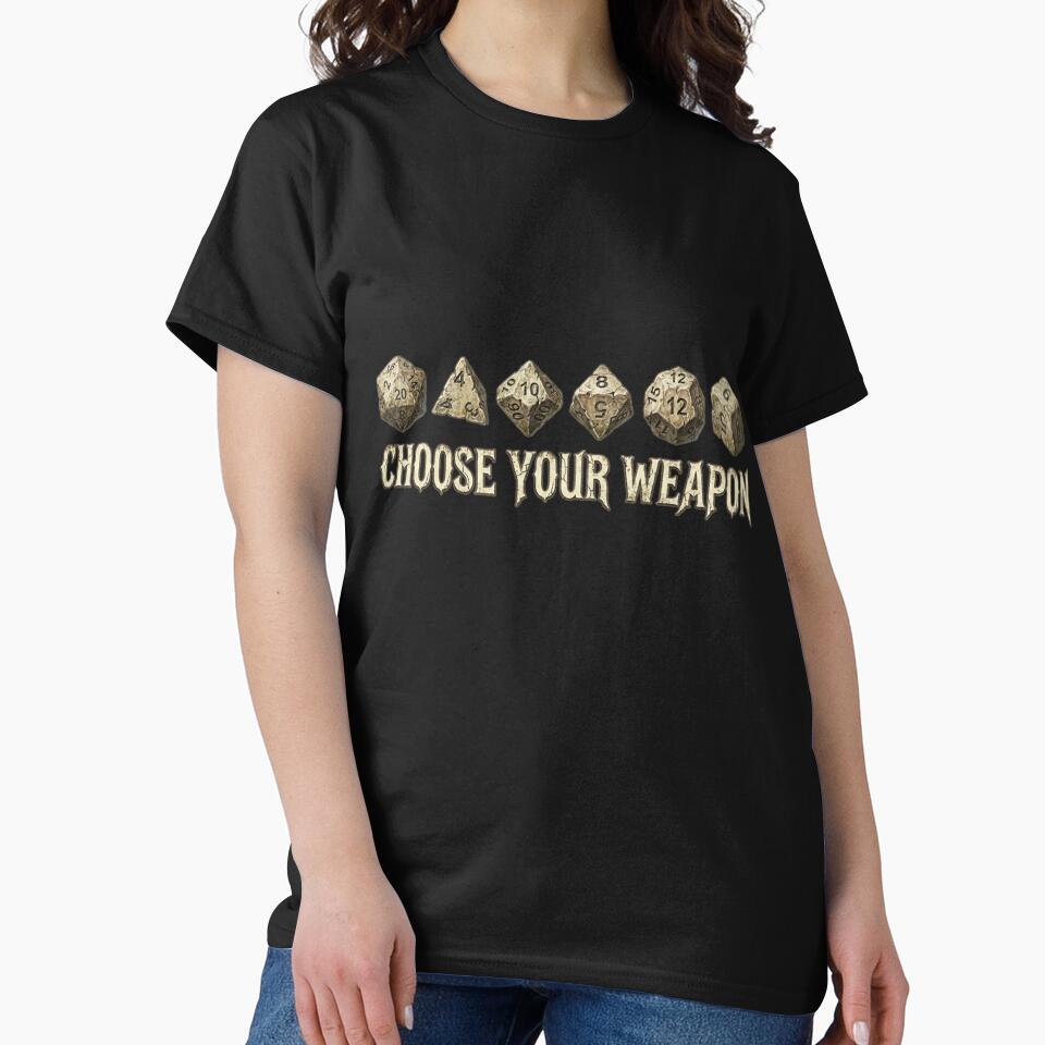 Choose Your Weapon - Funny Stone TTRPG Polyhedral Dice by AdyKurniawan T-Shirts, Hoodie, Sweatshirt (Image 2)