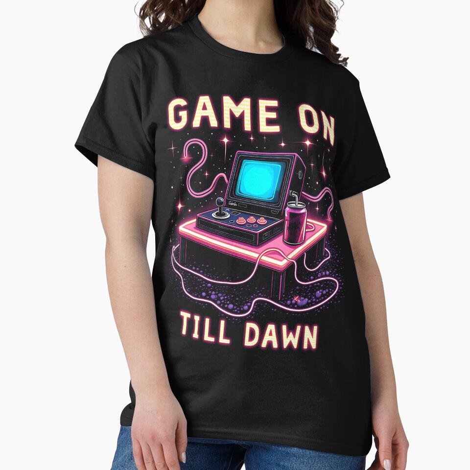 Neon Gaming All Night Long T-Shirts, Hoodie, Sweatshirt