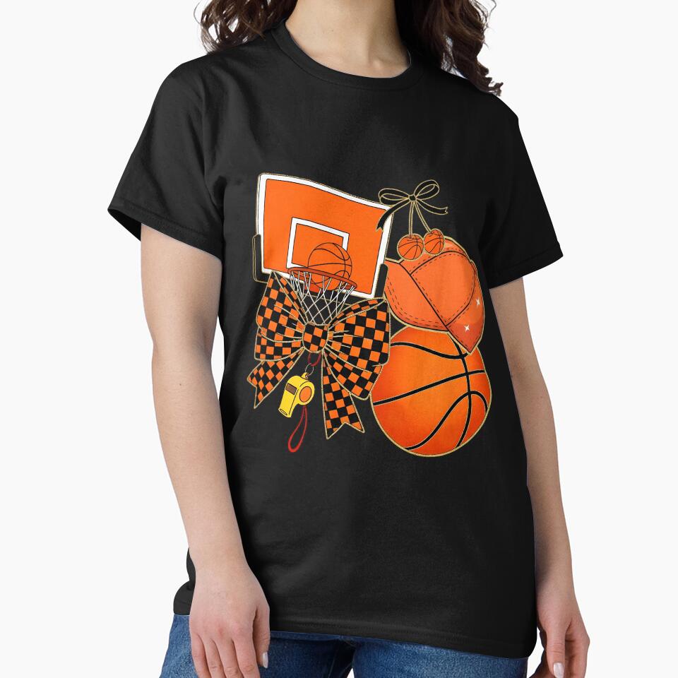 Checkered Game Day Basketball Coquette Bow by KroghDs T-Shirts, Hoodie, Sweatshirt | BlankRebels.com (Image 2)