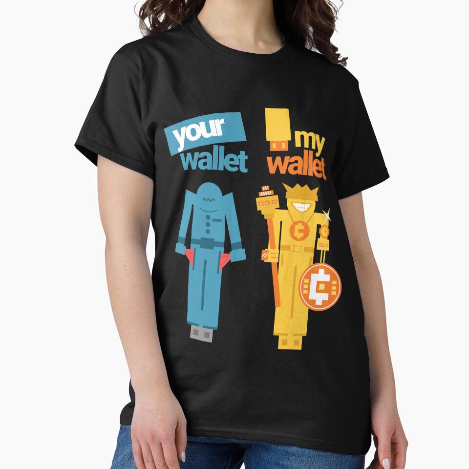 Crypto empty wallet joke. Your USB wallet is broke and mine is loaded. Blinged out funny gold digital storage... (Image 2)