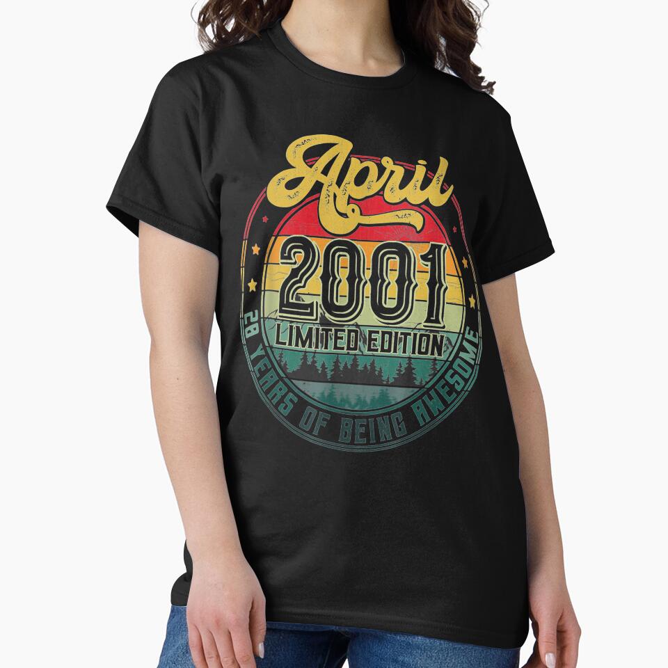 20th Birthday Gifts 20 Years Old Retro Born In April 2001 by ADAMANDREWSAU T-Shirts, Hoodie, Sweatshirt (Image 2)