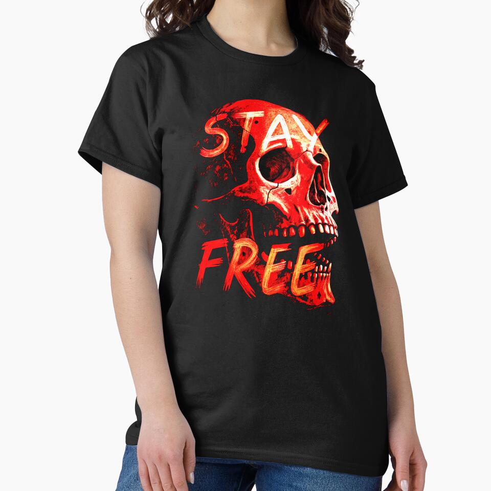 Red Skull “Stay Free” – Gothic Punk Rebel Design by VikArtStudio T-Shirts, Hoodie, Sweatshirt | BlankRebels.com (Image 2)