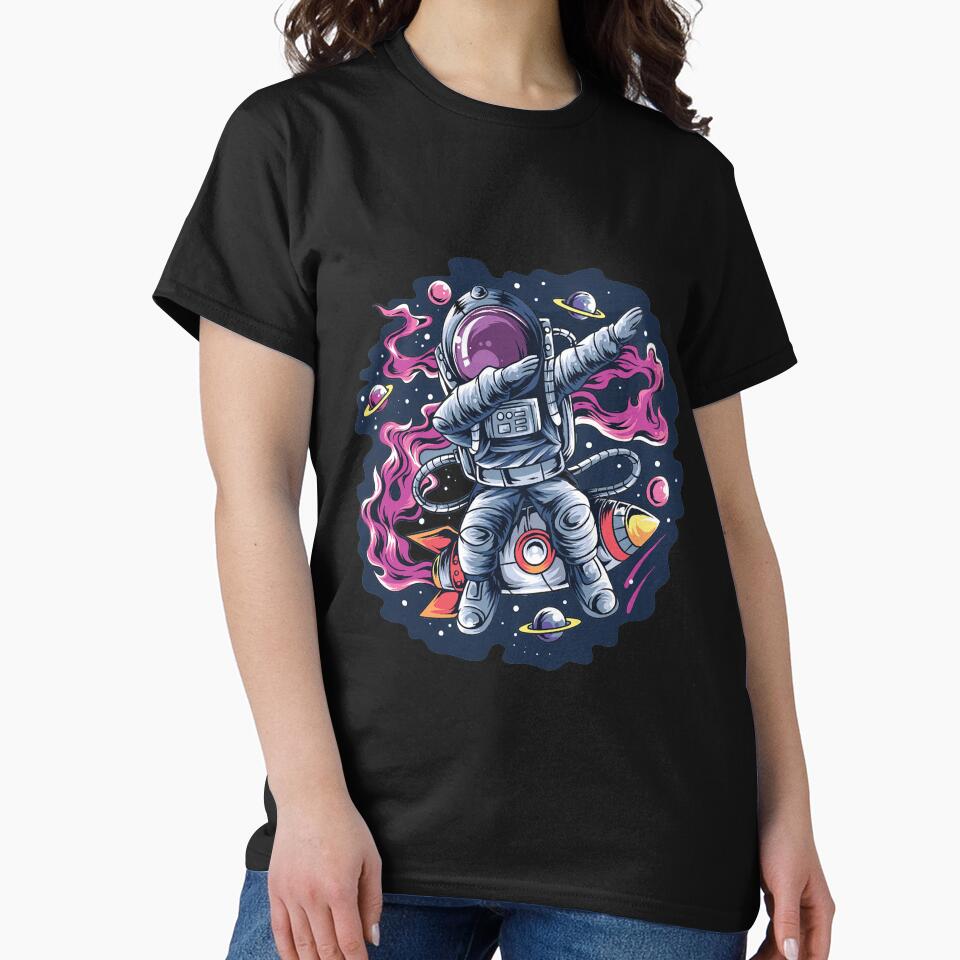 astronaut dabbing style on a space rocket with the stars and planets vector by teemix T-Shirts, Hoodie, Sweatshirt (Image 2)