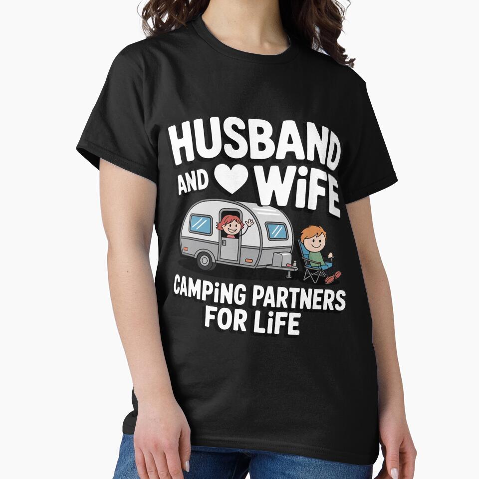 Cute Husband And Wife Camping Partners For Life Camper by BotboutiquePre T-Shirts, Hoodie, Sweatshirt (Image 2)
