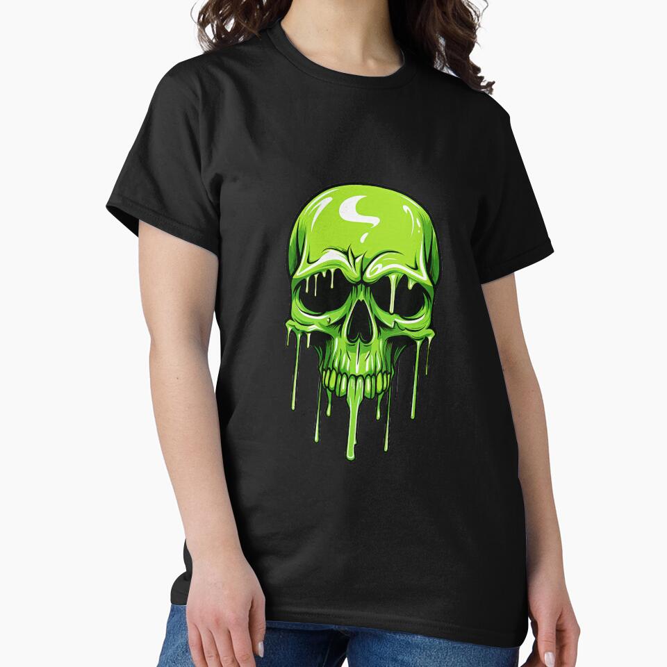 Green Dripping Skull | Green Melting Skull | Graffiti Skull by CoolHippoQuotes T-Shirts, Hoodie, Sweatshirt (Image 2)
