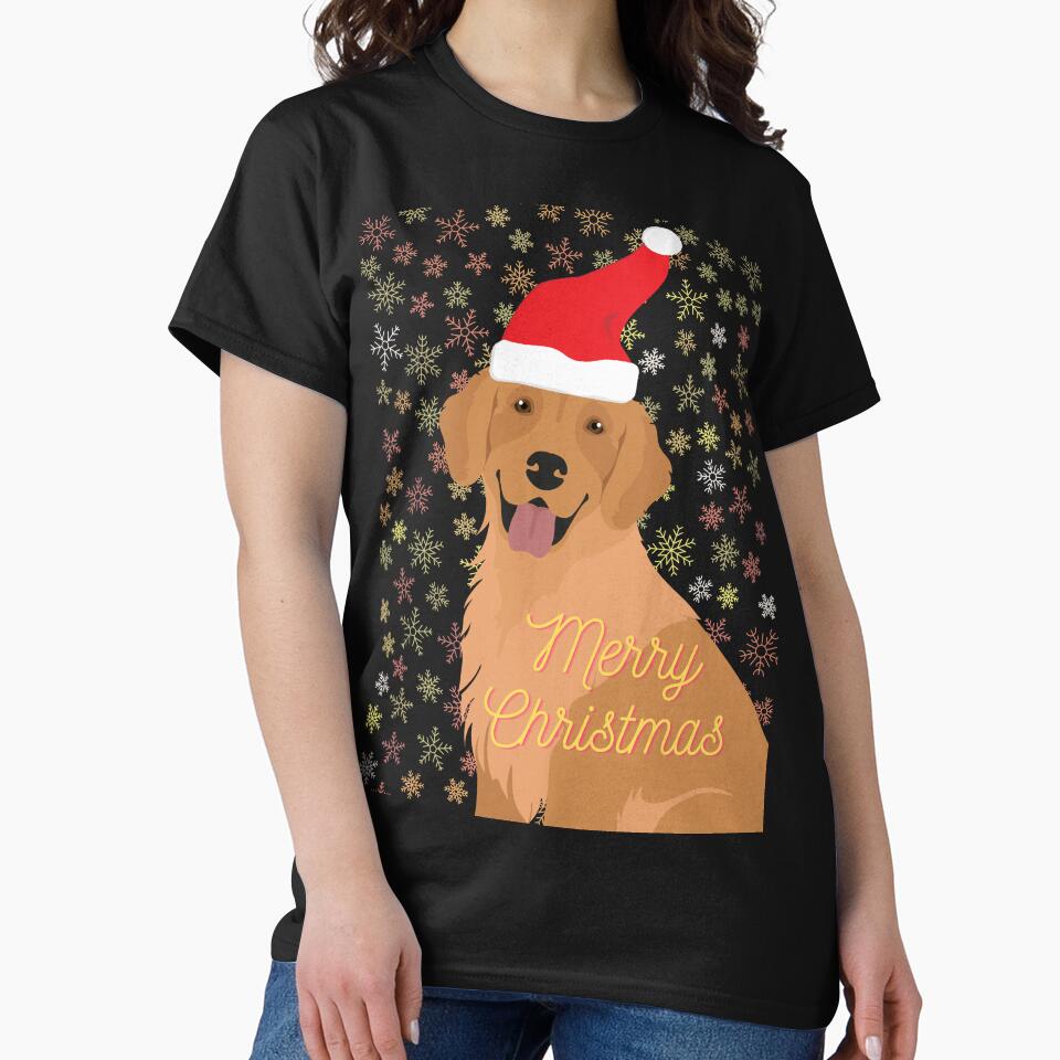 Cute Golden Retriever with Santa Claus' hat - christmas dog collection by Olivvier T-Shirts, Hoodie, Sweatshirt (Image 2)