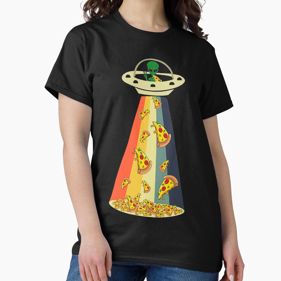 Funny Pizza UFO Alien Eating Pizza by NikolaMilosevic T-Shirts, Hoodie, Sweatshirt | BlankRebels.com (Image 2)