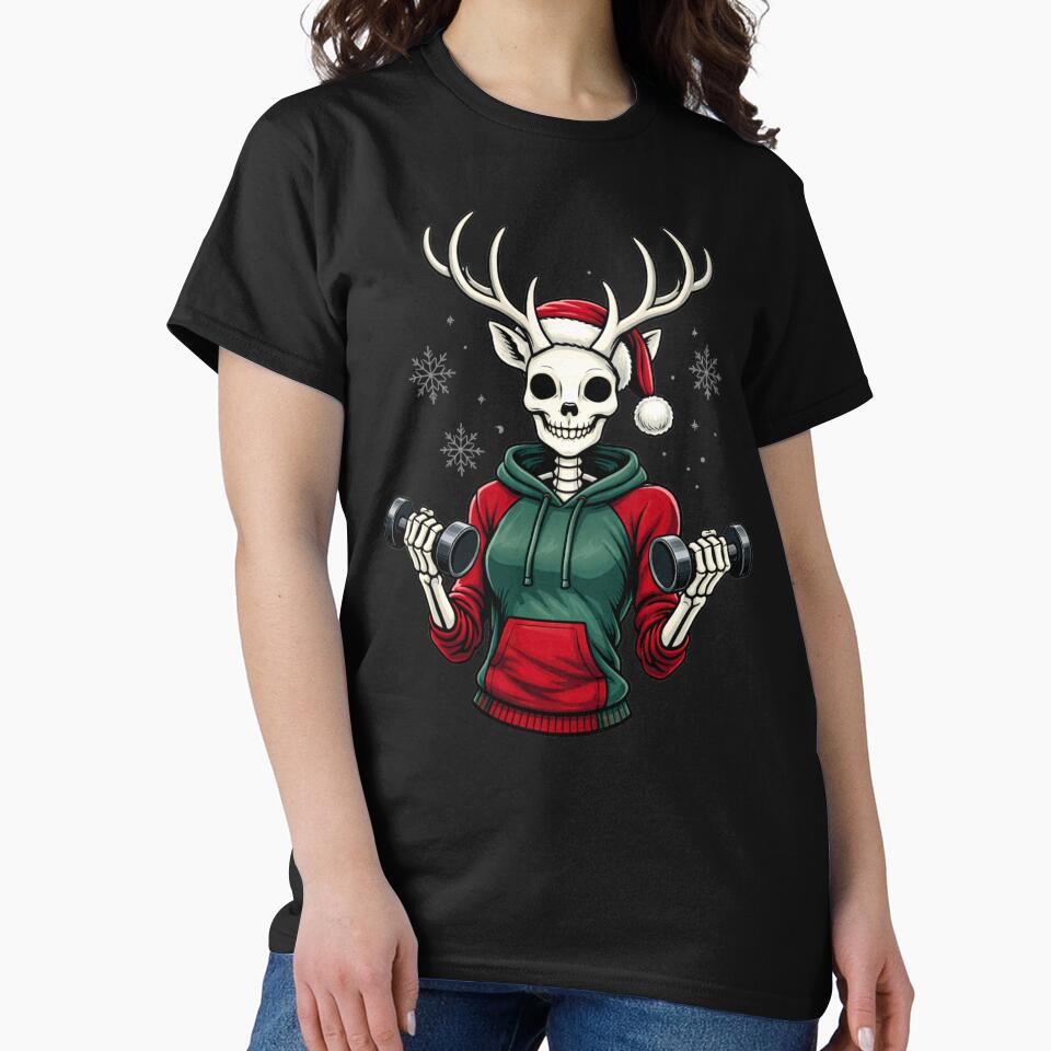 Fitness Reindeer Skeleton – Winter Strength Aesthetic Art by ColorSplash123 T-Shirts, Hoodie, Sweatshirt (Image 2)