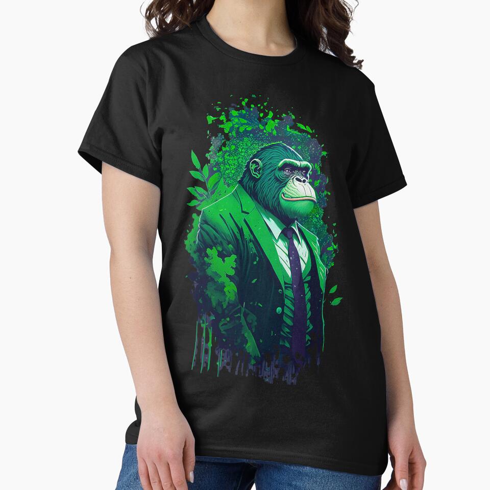 Apes To The Moon - Diamond Hands Gorilla in Green Suit by misticalplace T-Shirts, Hoodie, Sweatshirt (Image 2)