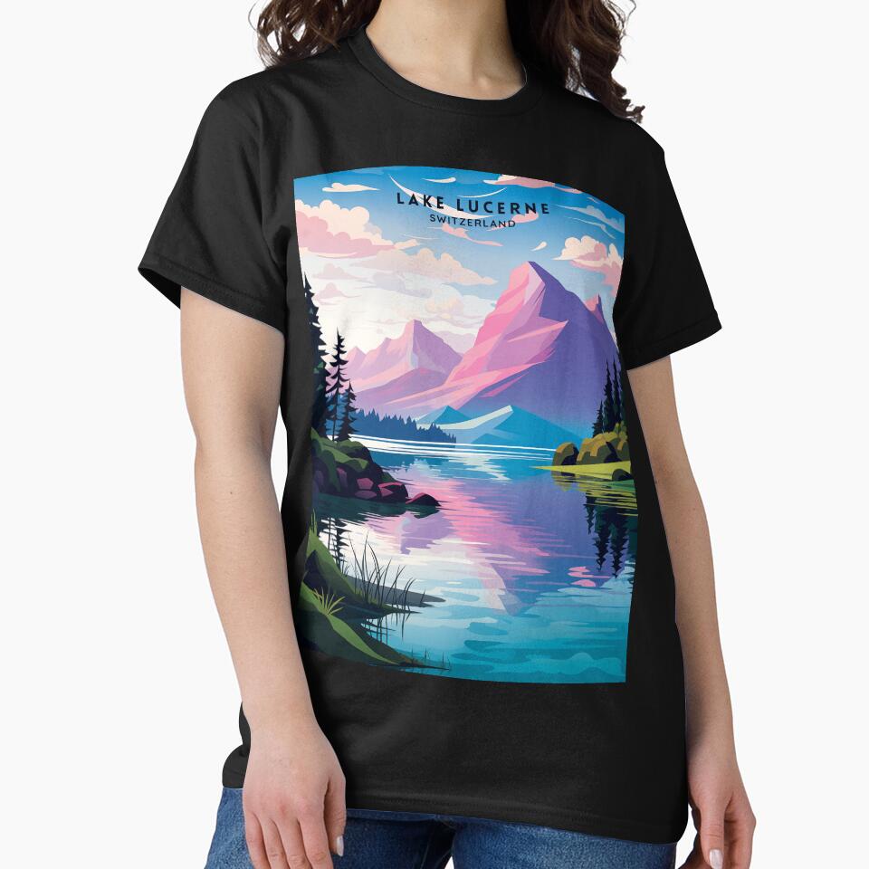 Lake Lucerne Switzerland Alpine Charm Travel Poster Illustration by NeuralVibe