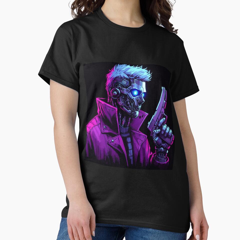 Cyberpunk Android with Gun by RESToRAPTOR T-Shirts, Hoodie, Sweatshirt | BlankRebels.com (Image 2)