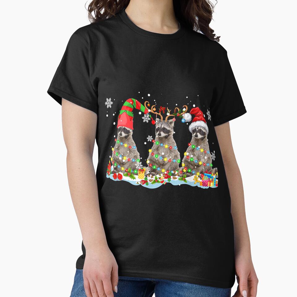 Three Santa Reindeer Raccoon by karatedo240522 T-Shirts, Hoodie, Sweatshirt | BlankRebels.com (Image 2)