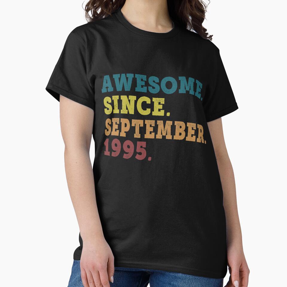 Awesome Since September 1995 Retro Vintage 26th Birthday Gift by designbychow T-Shirts, Hoodie, Sweatshirt (Image 2)