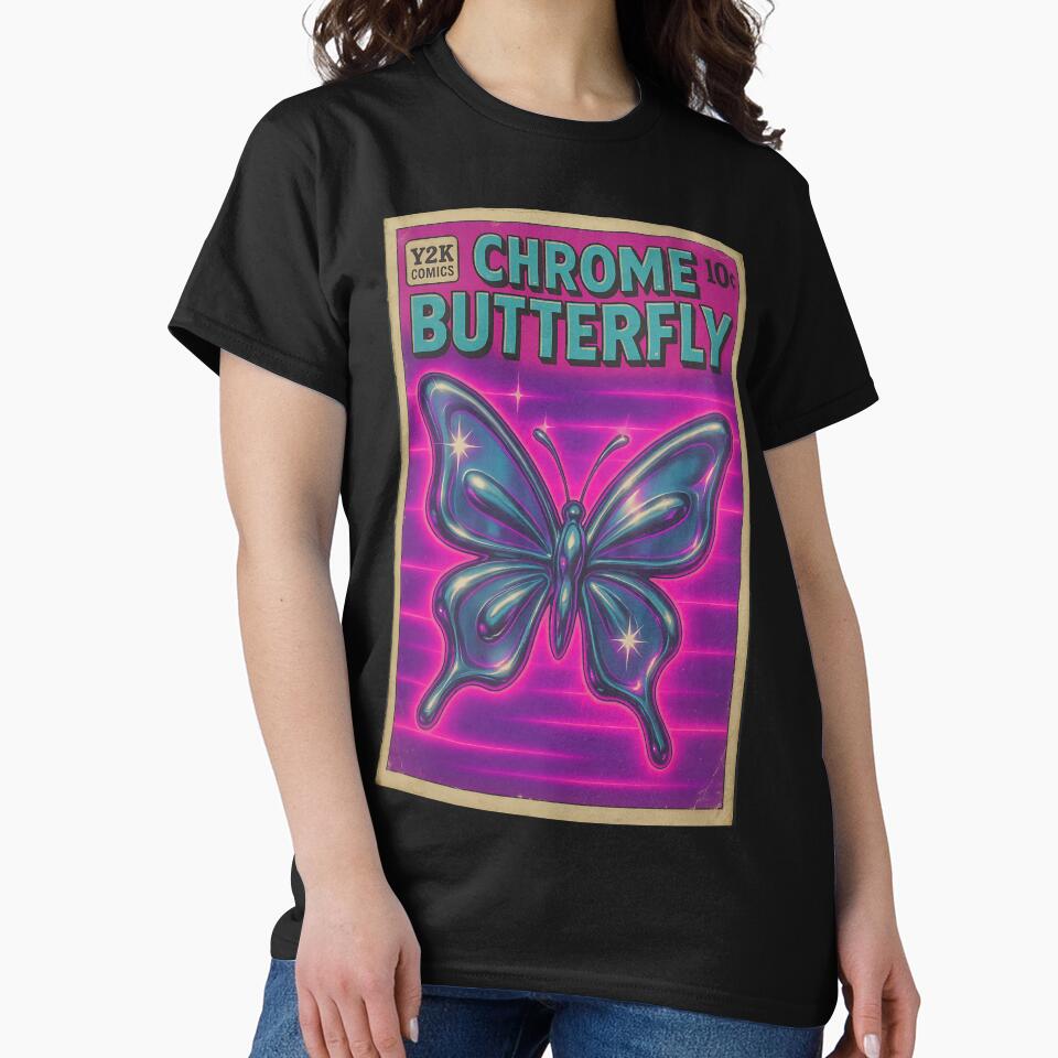 Y2K: Chrome Butterfly by bapupa T-Shirts, Hoodie, Sweatshirt | BlankRebels.com (Image 2)