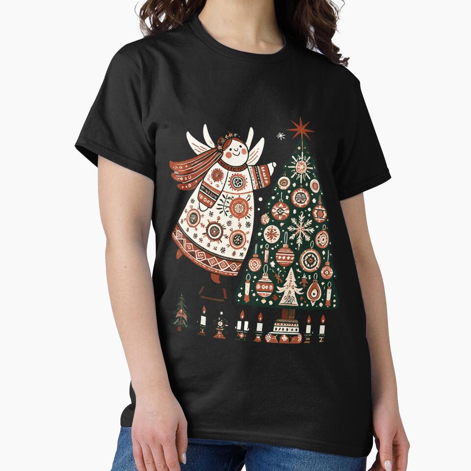 Angel With Christmas Tree And Candles Vintage by LuminOrb T-Shirts, Hoodie, Sweatshirt | BlankRebels.com (Image 2)