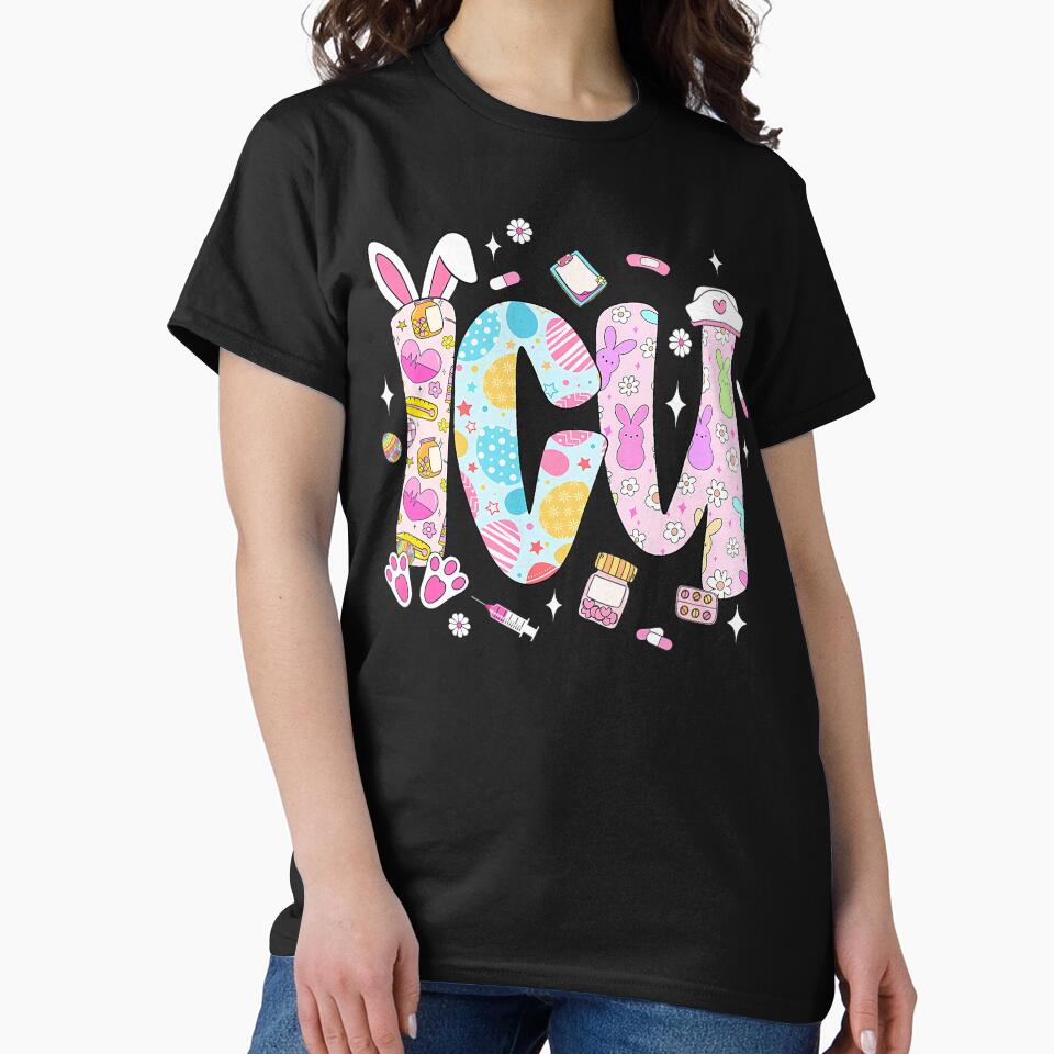 Cute Nurse Easter Bunny Ears ICU RN Nursing Squad Medical by laurelrhodes T-Shirts, Hoodie, Sweatshirt (Image 2)