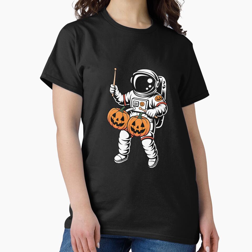 Pumpkin Drums Astronaut – Funny Halloween Space Music Design by ColorSplash123 T-Shirts, Hoodie, Sweatshirt (Image 2)