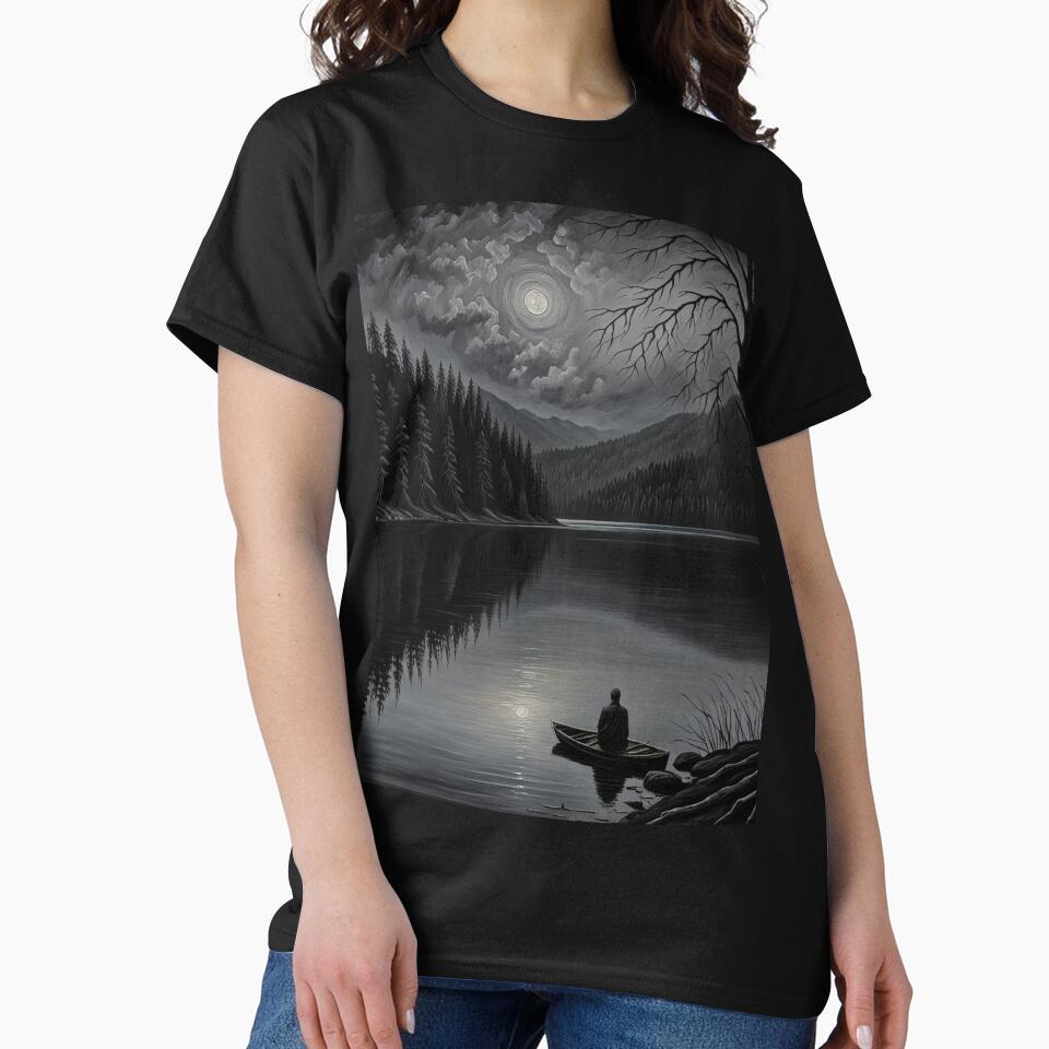 Dark Sea – Nihilistic Ocean Oil Painting of Absolute Loneliness by Visualynx T-Shirts, Hoodie, Sweatshirt (Image 2)