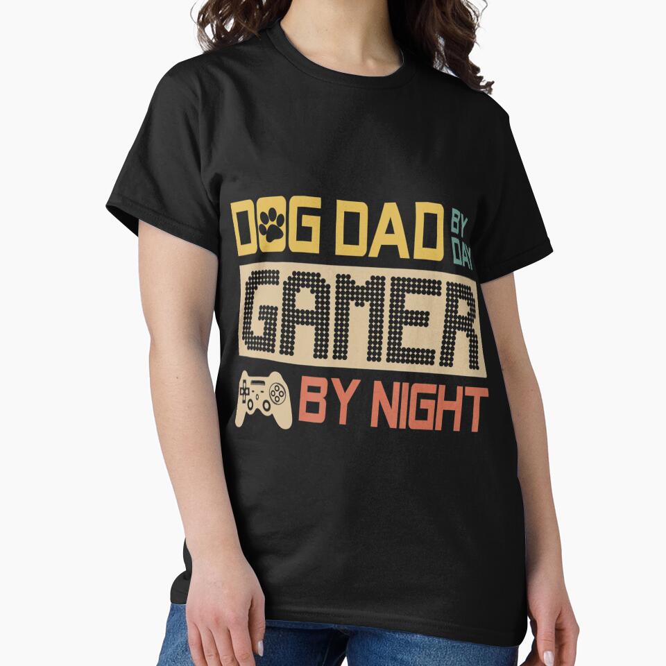Dog Dad By Day Gamer By Night Vintage Father's Day by vhsjleuxzbq7 T-Shirts, Hoodie, Sweatshirt | BlankRebels.com (Image 2)