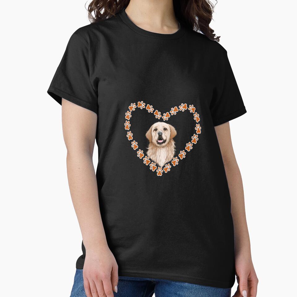 Adorable Golden Retriever in Paw Heart Shaped Frame by InspiredForever T-Shirts, Hoodie, Sweatshirt (Image 2)