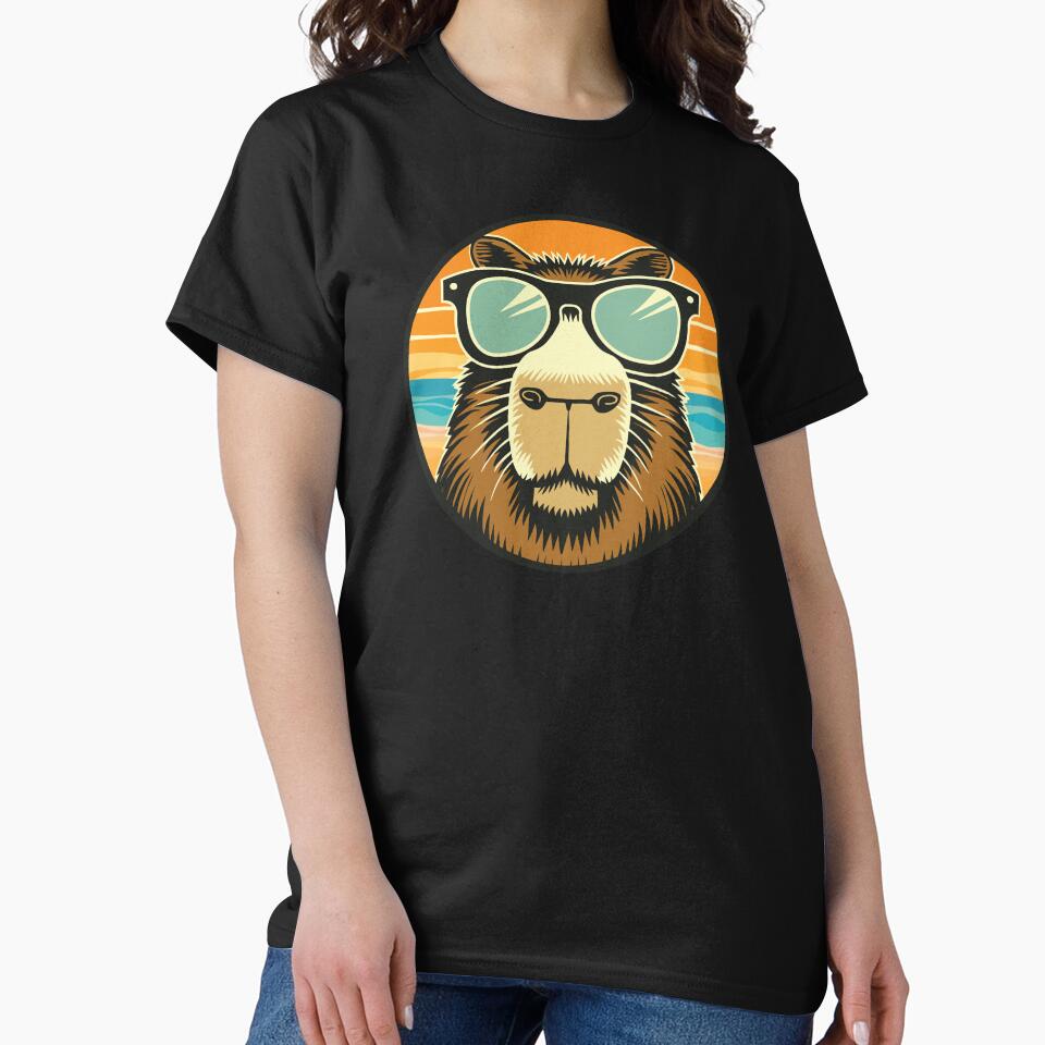 Funny Capybara Meme Retro Animal Chill Rodent Sunset Vibe by Parkerzz T-Shirts, Hoodie, Sweatshirt (Image 2)