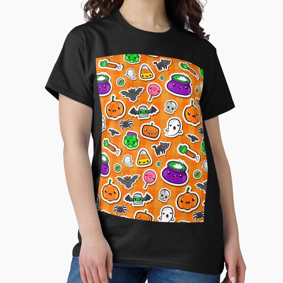 Cute Kawaii Halloween Pattern T-Shirts, Hoodie, Sweatshirt