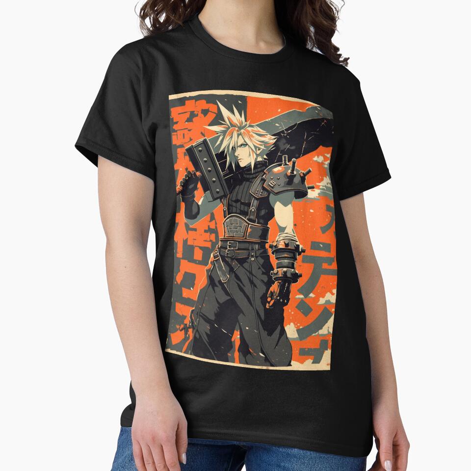 Cloud Strife Vintage Warned Poster by AnimeArsenalPrints