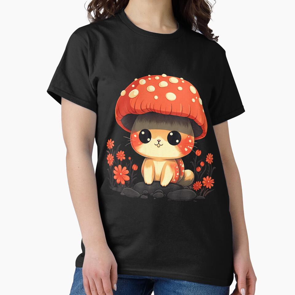 Cute Cottagecore Aesthetic Cat Mushroom by GraceShelley T-Shirts, Hoodie, Sweatshirt | BlankRebels.com (Image 2)
