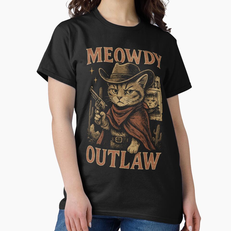 Western Cat Outlaw Meowdy Style Retro Vintage by Animal Hug Co. T-Shirts, Hoodie, Sweatshirt | BlankRebels.com (Image 2)