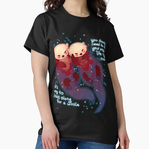 It's Okay to Float Along For a While Hand Holding Otters by abucqpnxqo37 T-Shirts, Hoodie, Sweatshirt (Image 2)