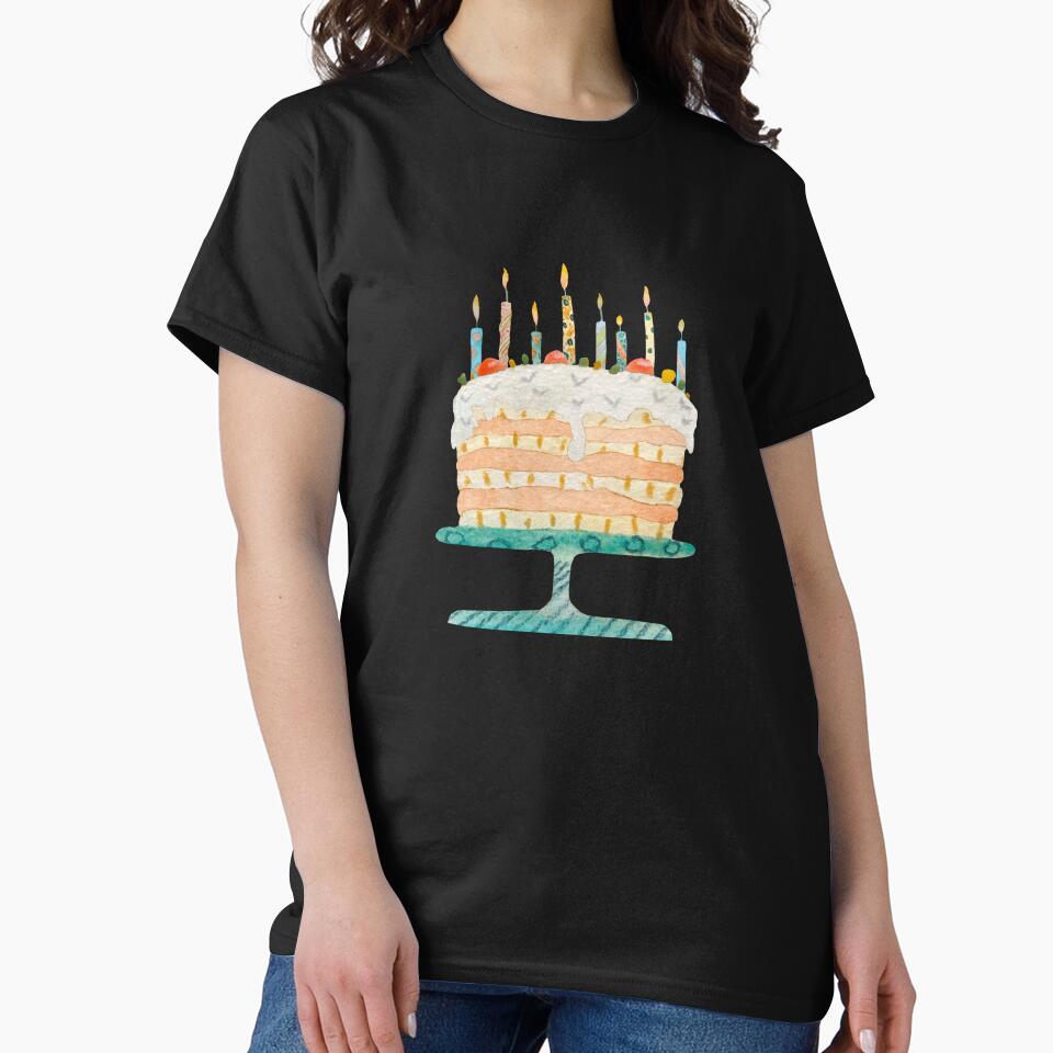 Cake Sweet Food Candle Happy Watercolor Green Yana Mustafina Boho Soulful T-Shirts, Hoodie, Sweatshirt